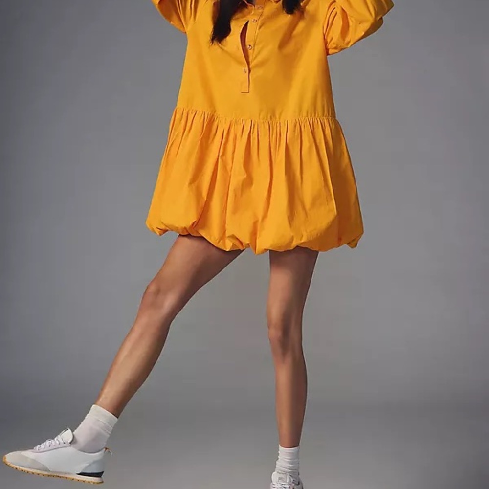 Anthropologie Maeve Orange Bubble Hem Mini Dress